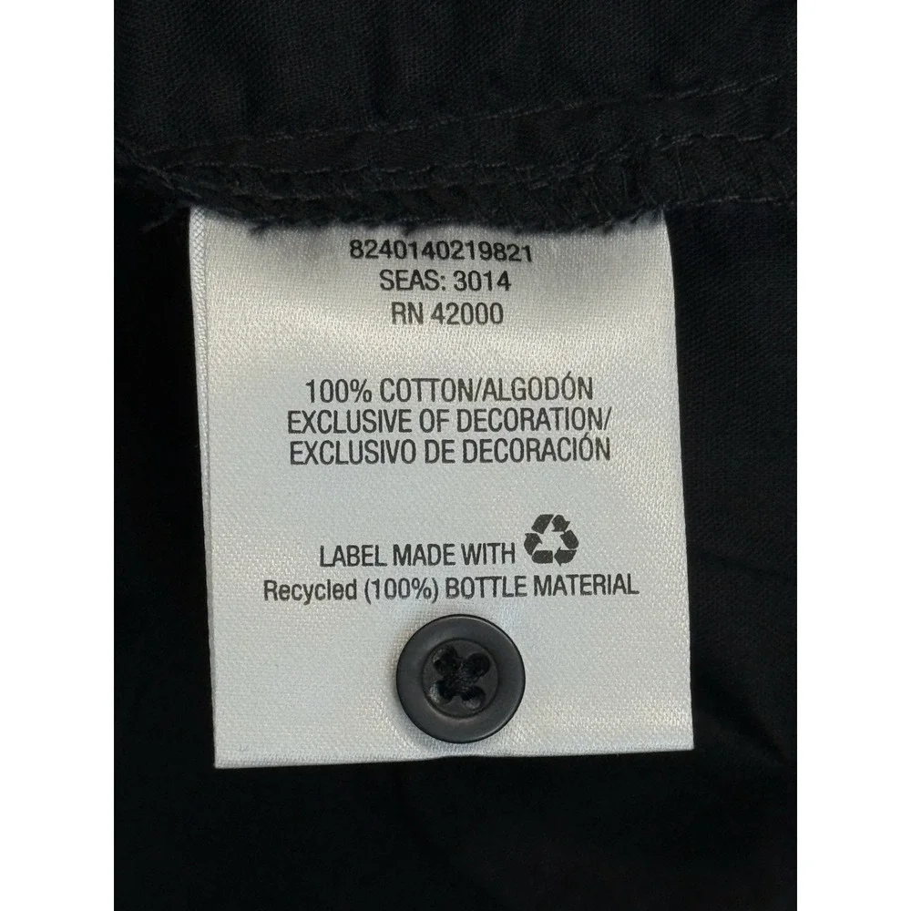 Basic Editions‎ Women's Blouse Size M Black White Floral Embroidery Cotton Shirt